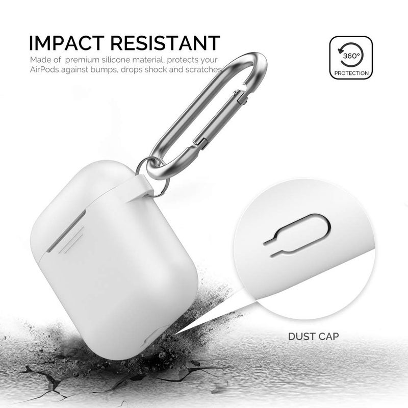 AhaStyle AirPods Case Cover Premium Silicone Protective Cover Skin Accessories [Hand Strap Included] Compatible with AirPods 2 & 1ï¼ˆWhiteï¼‰ - Image 3